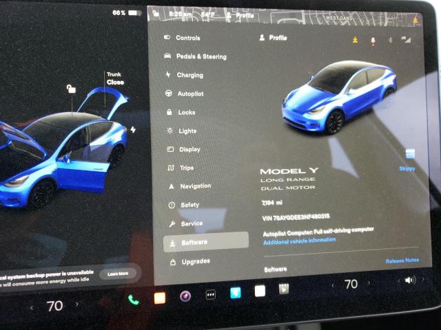 Photo 9 from auction – 2022 TESLA MODEL Y with VIN 7SAYGDEE3NF480315