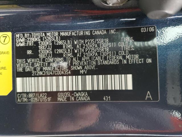Zdjęcie 14 z aukcji – 2007 LEXUS RX 350 z VIN 2T2HK31U47C004354
