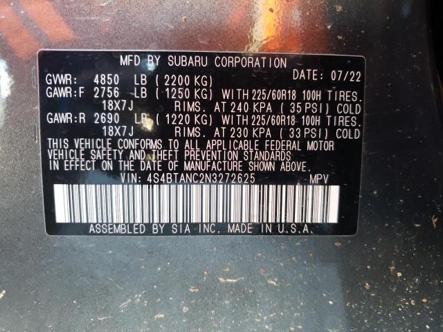 Photo 14 from auction – 2022 SUBARU OUTBACK LI with VIN 4S4BTANC2N3272625