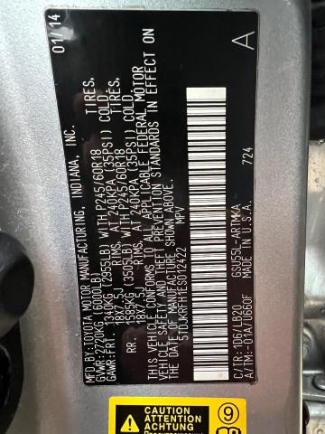 Photo 10 from auction – 2014 TOYOTA HIGHLANDER with VIN 5TDJKRFH1ES012422
