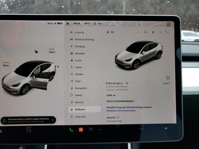 Photo 9 from auction – 2021 TESLA MODEL Y with VIN 5YJYGDEE9MF069223