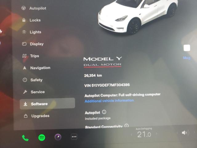 Photo 9 from auction – 2021 TESLA MODEL Y with VIN 5YJYGDEF7MF304386