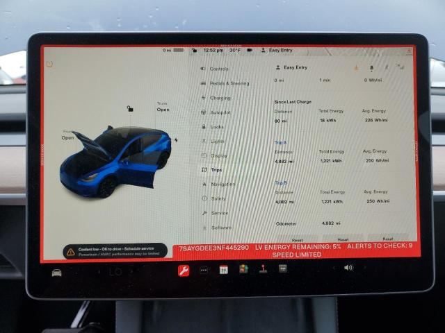 Photo 9 from auction – 2022 TESLA MODEL Y with VIN 7SAYGDEE3NF445290