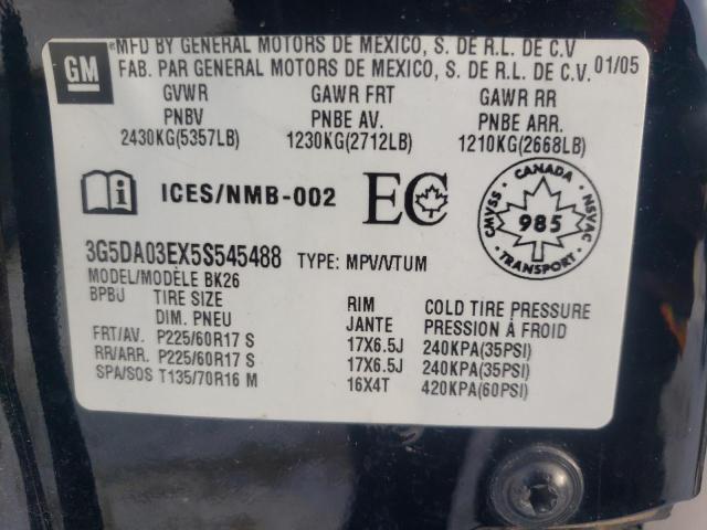 Photo 14 from auction – 2005 BUICK RENDEZVOUS with VIN 3G5DA03EX5S545488