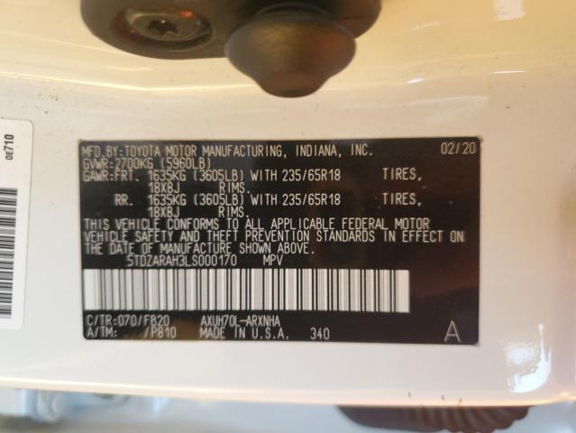 Photo 14 from auction – 2020 TOYOTA HIGHLANDER with VIN 5TDZARAH3LS000170