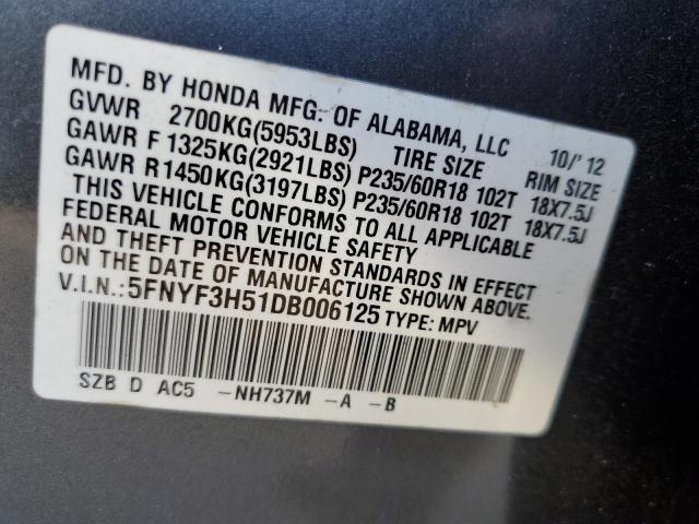 Photo 14 from auction – 2013 HONDA PILOT EXL with VIN 5FNYF3H51DB006125