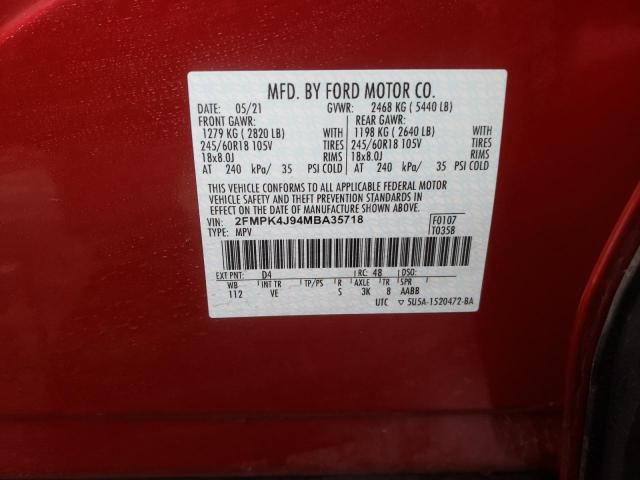 Photo 14 from auction – 2021 FORD EDGE SEL with VIN 2FMPK4J94MBA35718