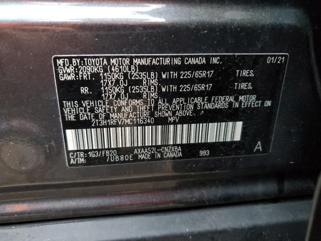 Photo 14 from auction – 2021 TOYOTA RAV4 LE with VIN 2T3H1RFV7MC116340