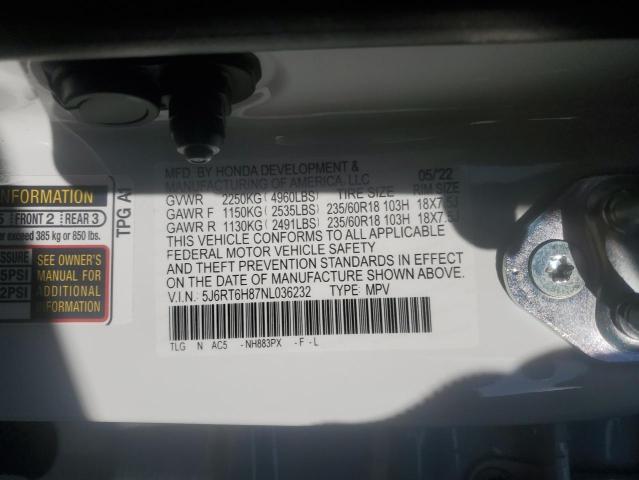 Photo 14 from auction – 2022 HONDA CR-V EXL with VIN 5J6RT6H87NL036232