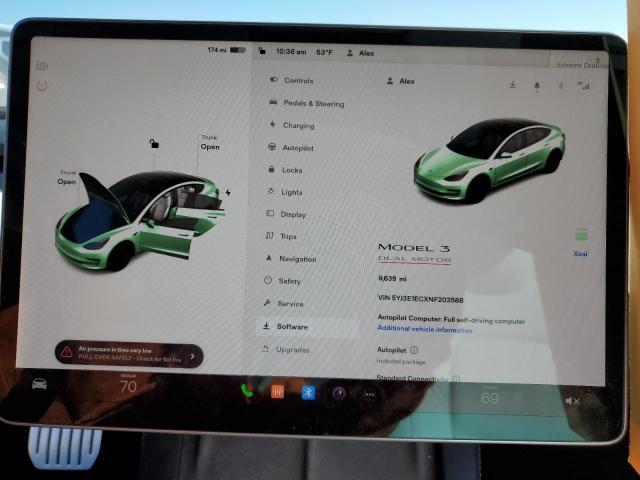 Photo 9 from auction – 2022 TESLA MODEL 3 with VIN 5YJ3E1ECXNF203588