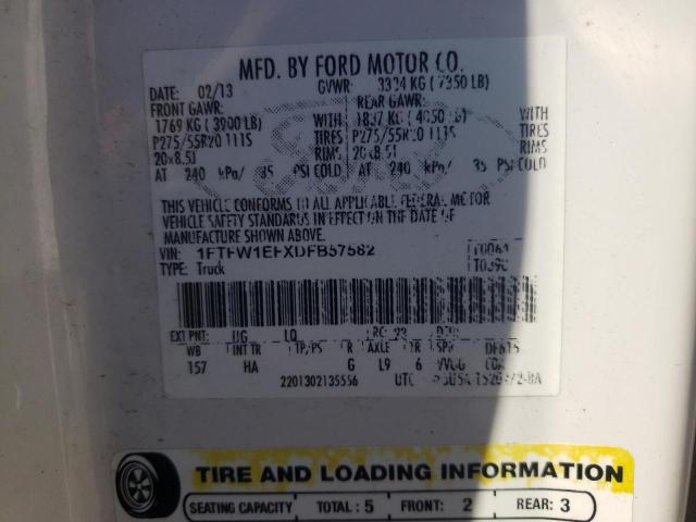 Photo 10 from auction – 2013 FORD F150 SUPER with VIN 1FTFW1EFXDFB57582