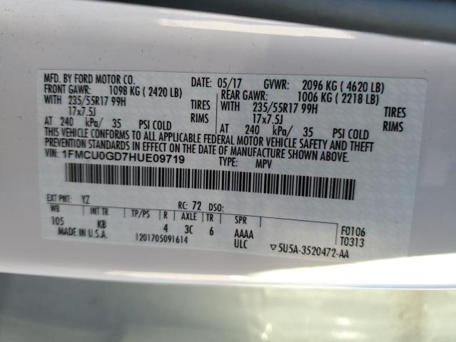 Photo 14 from auction – 2017 FORD ESCAPE SE with VIN 1FMCU0GD7HUE09719