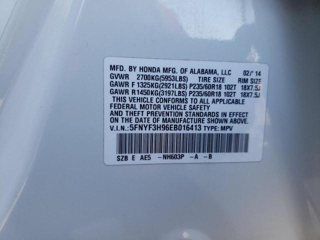 Photo 14 from auction – 2014 HONDA PILOT TOUR with VIN 5FNYF3H96EB016413