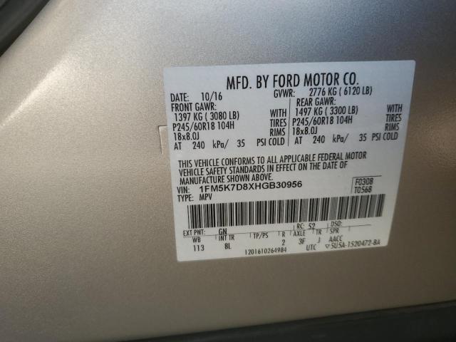 Photo 14 from auction – 2017 FORD EXPLORER X with VIN 1FM5K7D8XHGB30956