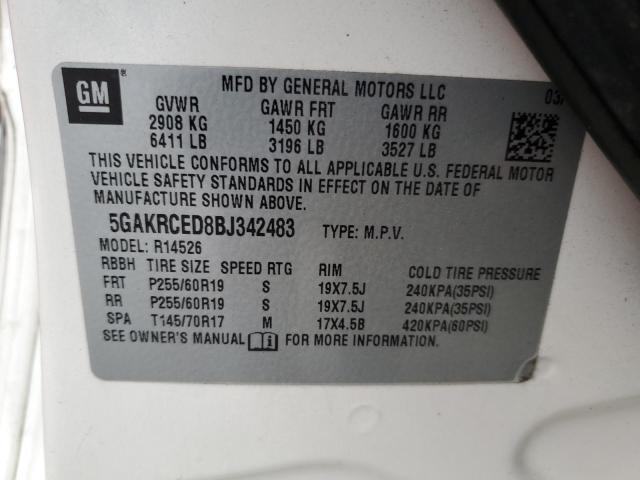 Photo 14 from auction – 2011 BUICK ENCLAVE CX with VIN 5GAKRCED8BJ342483