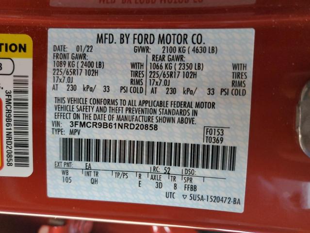 Photo 14 from auction – 2022 FORD BRONCO SPO with VIN 3FMCR9B61NRD20858