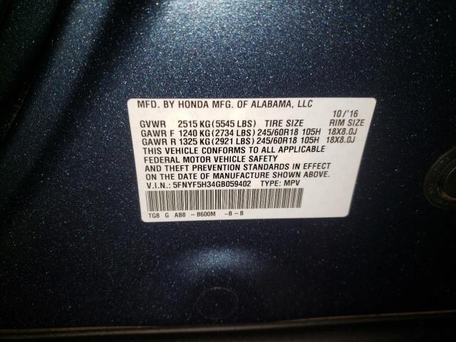 Photo 14 from auction – 2016 HONDA PILOT EX with VIN 5FNYF5H34GB059402