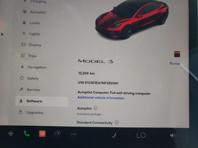 Photo 9 from auction – 2022 TESLA MODEL 3 with VIN 5YJ3E1EA7NF252441