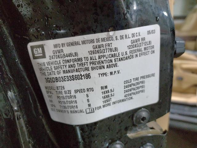Photo 14 from auction – 2003 BUICK RENDEZVOUS with VIN 3G5DB03E33S602186