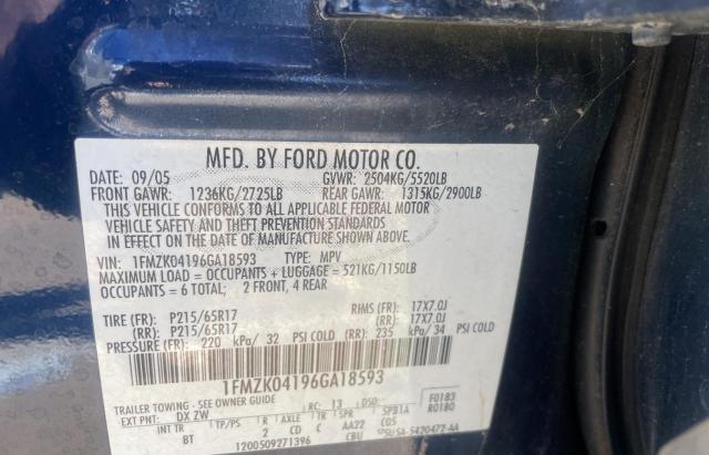 Photo 10 from auction – 2006 FORD FREESTYLE with VIN 1FMZK04196GA18593