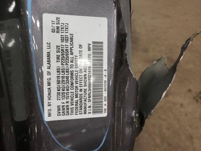 Photo 14 from auction – 2017 HONDA ODYSSEY EX with VIN 5FNRL5H66HB021419