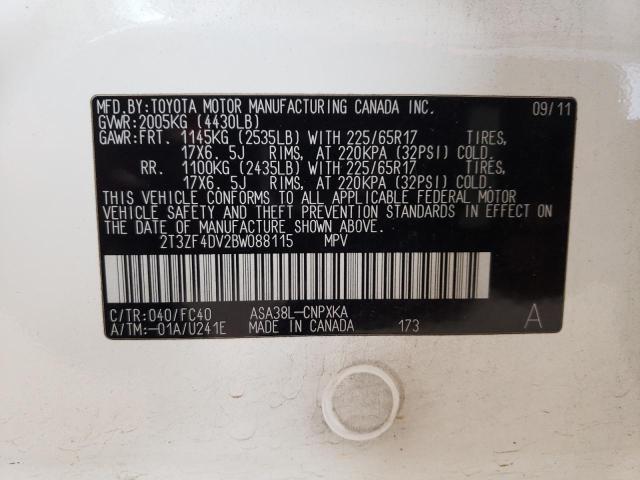 Photo 14 from auction – 2011 TOYOTA RAV4 with VIN 2T3ZF4DV2BW088115