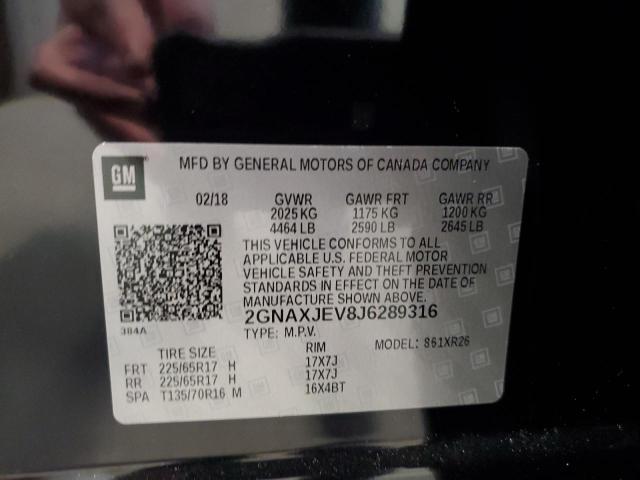 Photo 14 from auction – 2018 CHEVROLET EQUINOX LT with VIN 2GNAXJEV8J6289316