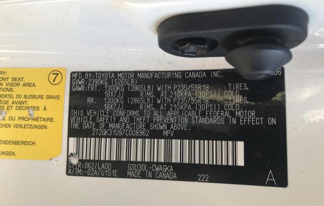 Photo 10 from auction – 2007 LEXUS RX 350 with VIN 2T2GK31U97C008962