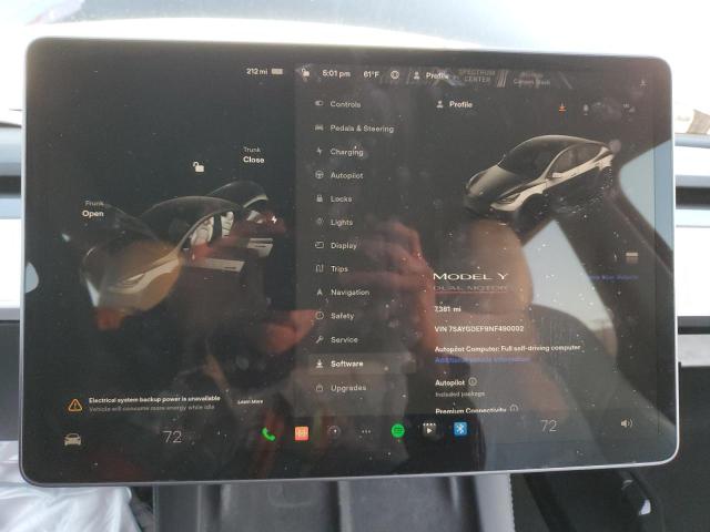 Photo 9 from auction – 2022 TESLA MODEL Y with VIN 7SAYGDEF9NF490002