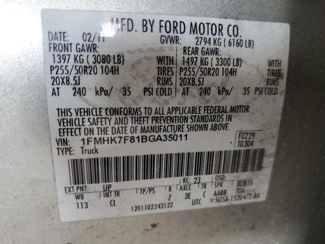 Photo 14 from auction – 2011 FORD EXPLORER L with VIN 1FMHK7F81BGA35011