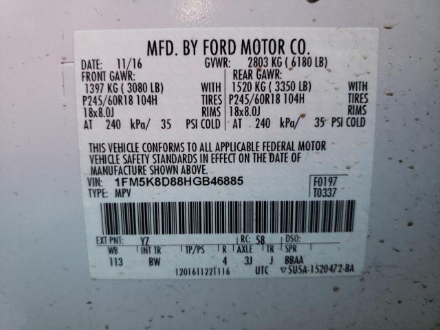 Photo 14 from auction – 2017 FORD EXPLORER X with VIN 1FM5K8D88HGB46885