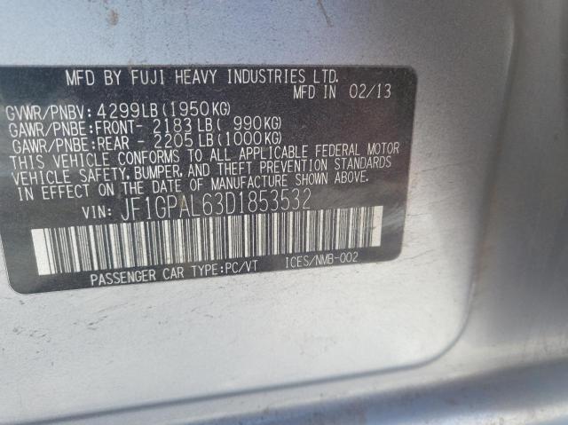 Photo 10 from auction – 2013 SUBARU IMPREZA SP with VIN JF1GPAL63D1853532