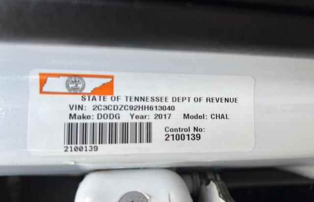 Photo 10 from auction – 2017 DODGE CHALLENGER with VIN 2C3CDZC92HH613040