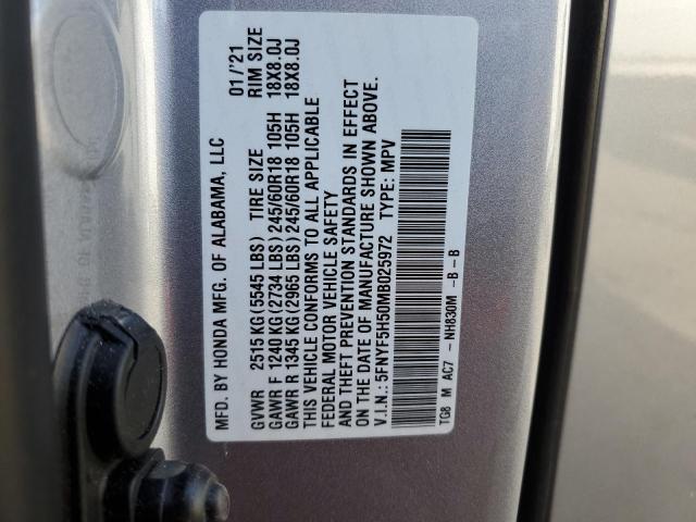 Photo 14 from auction – 2021 HONDA PILOT EXL with VIN 5FNYF5H50MB025972