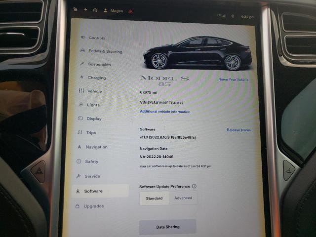 Photo 9 from auction – 2014 TESLA MODEL S with VIN 5YJSA1H19EFP40177