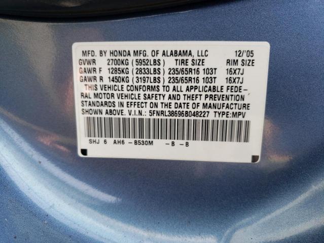 Photo 14 from auction – 2006 HONDA ODYSSEY EX with VIN 5FNRL38696B048227