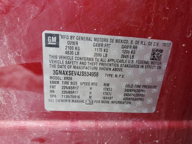 Photo 14 from auction – 2018 CHEVROLET EQUINOX LT with VIN 3GNAXSEV4JS534958