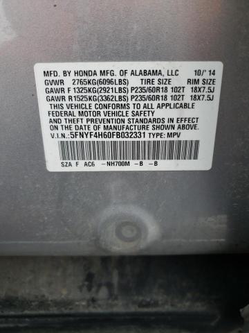 Photo 14 from auction – 2015 HONDA PILOT EXL with VIN 5FNYF4H60FB032331