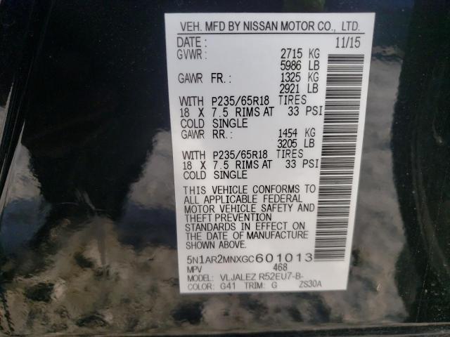 Photo 14 from auction – 2016 NISSAN PATHFINDER with VIN 5N1AR2MNXGC601013
