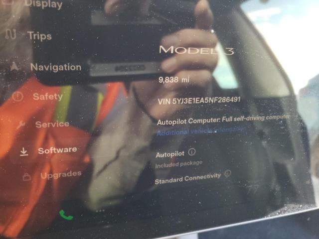 Photo 9 from auction – 2022 TESLA MODEL 3 with VIN 5YJ3E1EA5NF286491