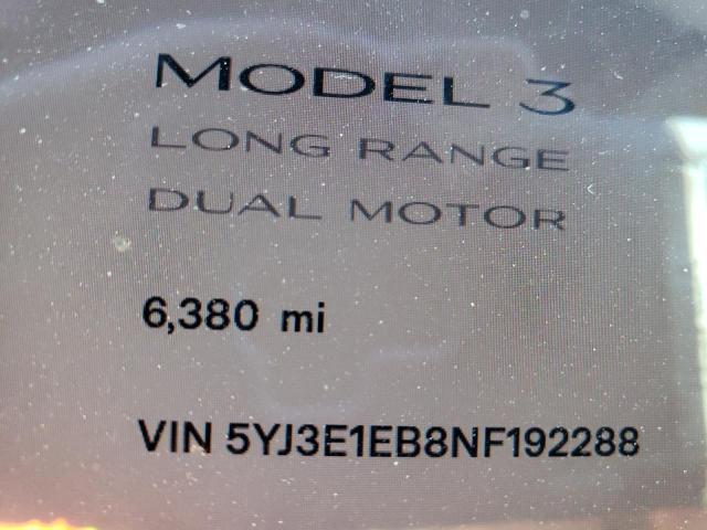 Photo 9 from auction – 2022 TESLA MODEL 3 with VIN 5YJ3E1EB8NF192288