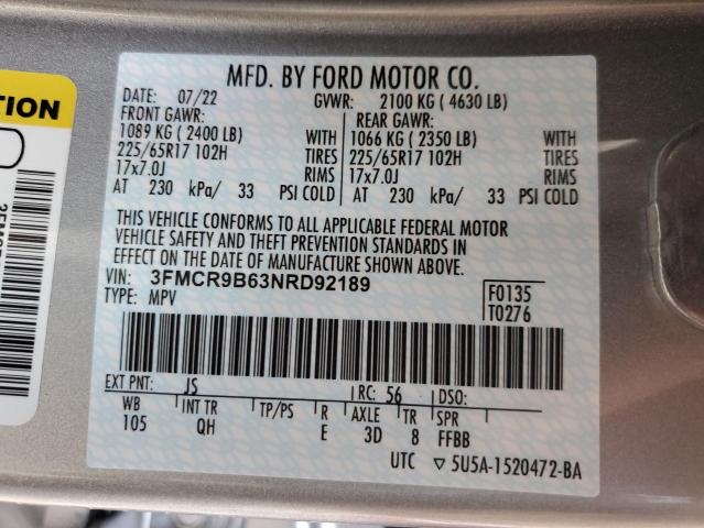 Photo 14 from auction – 2022 FORD BRONCO SPO with VIN 3FMCR9B63NRD92189