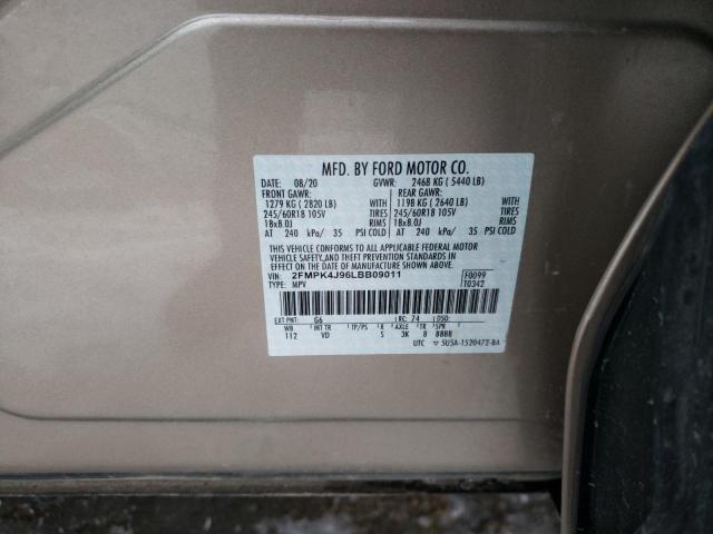 Photo 14 from auction – 2020 FORD EDGE SEL with VIN 2FMPK4J96LBB09011