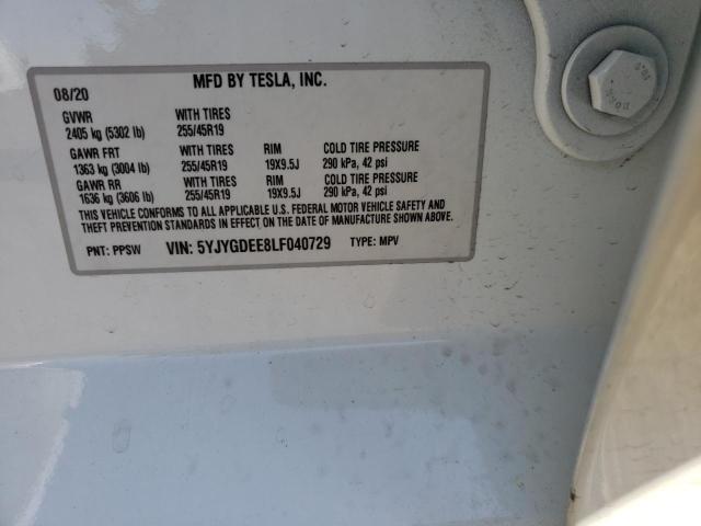 Foto 14 de la subasta – 2020 TESLA MODEL Y con VIN 5YJYGDEE8LF040729