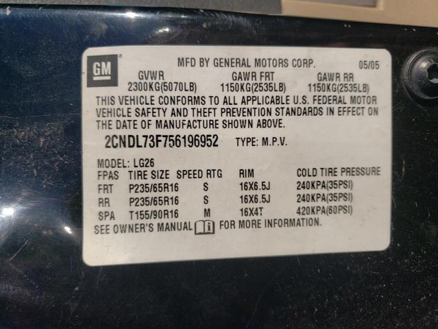 Photo 14 from auction – 2005 CHEVROLET EQUINOX LT with VIN 2CNDL73F756196952
