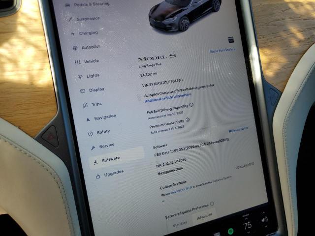 Photo 9 from auction – 2020 TESLA MODEL S with VIN 5YJSA1E21LF364360