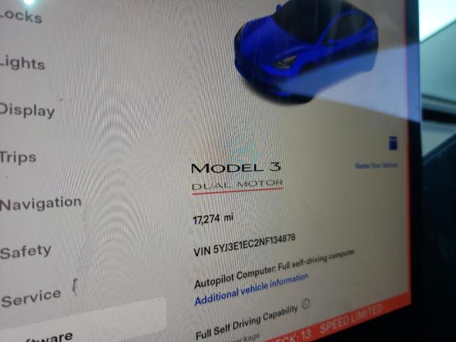 Photo 9 from auction – 2022 TESLA MODEL 3 with VIN 5YJ3E1EC2NF134878