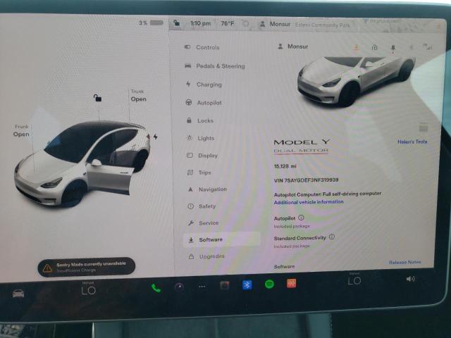 Photo 9 from auction – 2022 TESLA MODEL Y with VIN 7SAYGDEF3NF319939