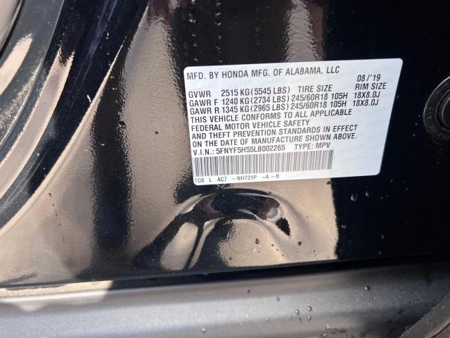 Photo 10 from auction – 2020 HONDA PILOT EXL with VIN 5FNYF5H55LB002265