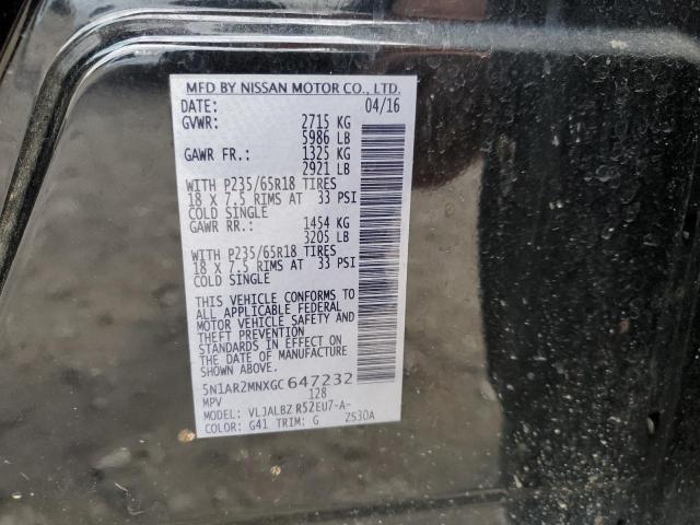 Photo 14 from auction – 2016 NISSAN PATHFINDER with VIN 5N1AR2MNXGC647232